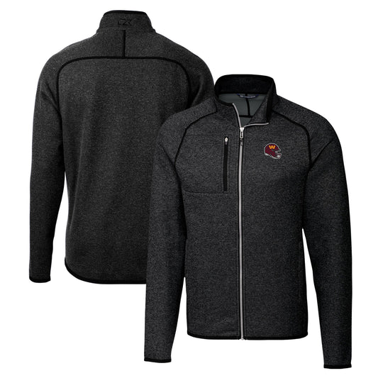 Men's Cutter & Buck  Charcoal Washington Commanders Helmet Mainsail Sweater-Knit Full-Zip Jacket