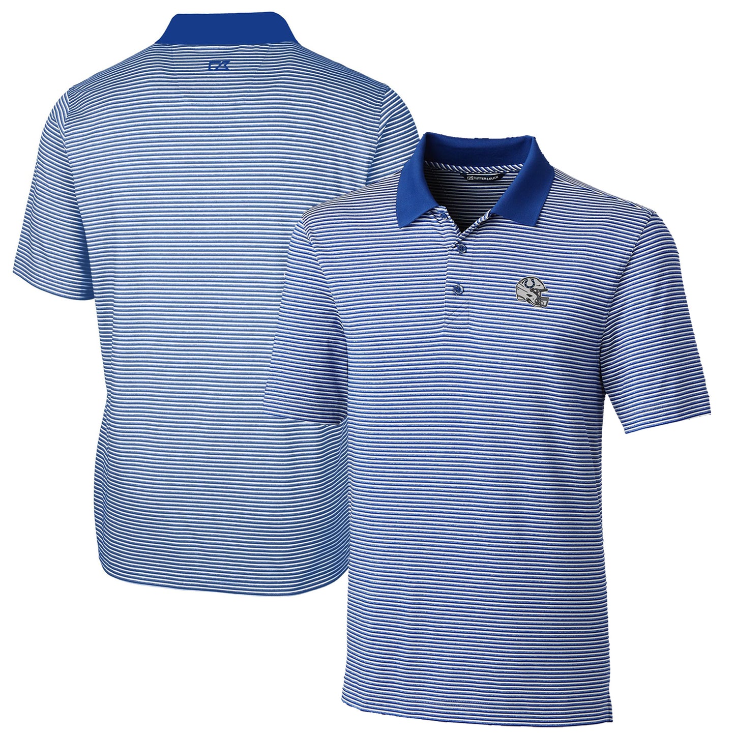 Men's Cutter & Buck  Royal Indianapolis Colts Helmet Forge Tonal Stripe Stretch Polo