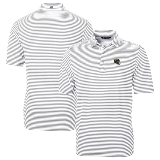 Men's Cutter & Buck  Gray Jacksonville Jaguars Helmet Virtue Eco Pique Stripe Recycled Polo