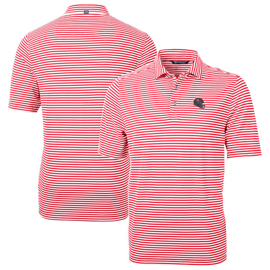 Men's Cutter & Buck  Red Tampa Bay Buccaneers Helmet Virtue Eco Pique Stripe Recycled Polo