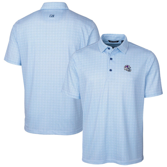 Men's Cutter & Buck  Royal Buffalo Bills Helmet Pike Double Dot Print Stretch Polo