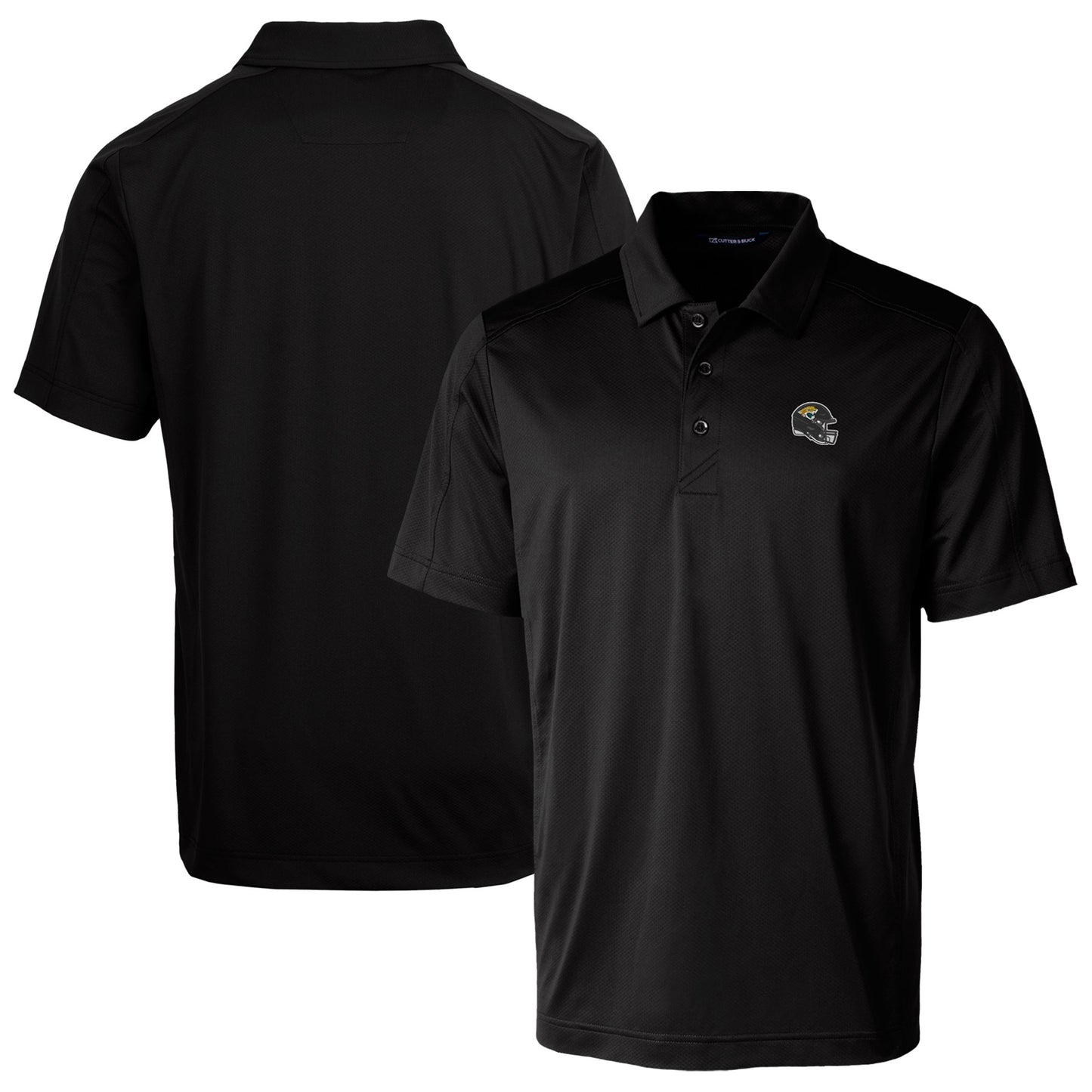 Men's Cutter & Buck  Black Jacksonville Jaguars Helmet Prospect Textured Stretch Polo