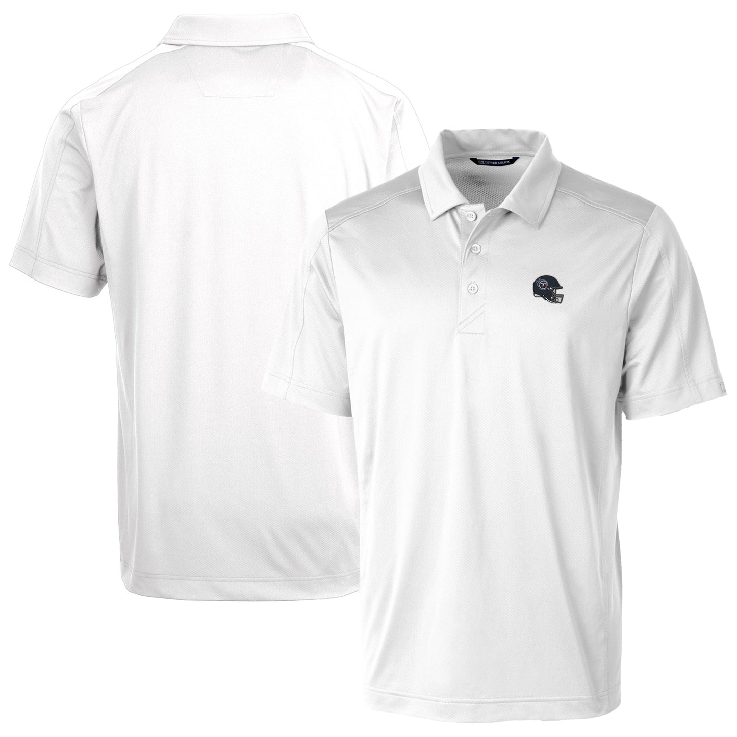 Men's Cutter & Buck  White Tennessee Titans Helmet Prospect Textured Stretch Polo