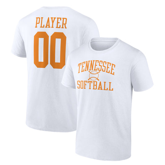 Men's White Tennessee Volunteers Softball Pick-A-Player NIL Gameday Tradition T-Shirt