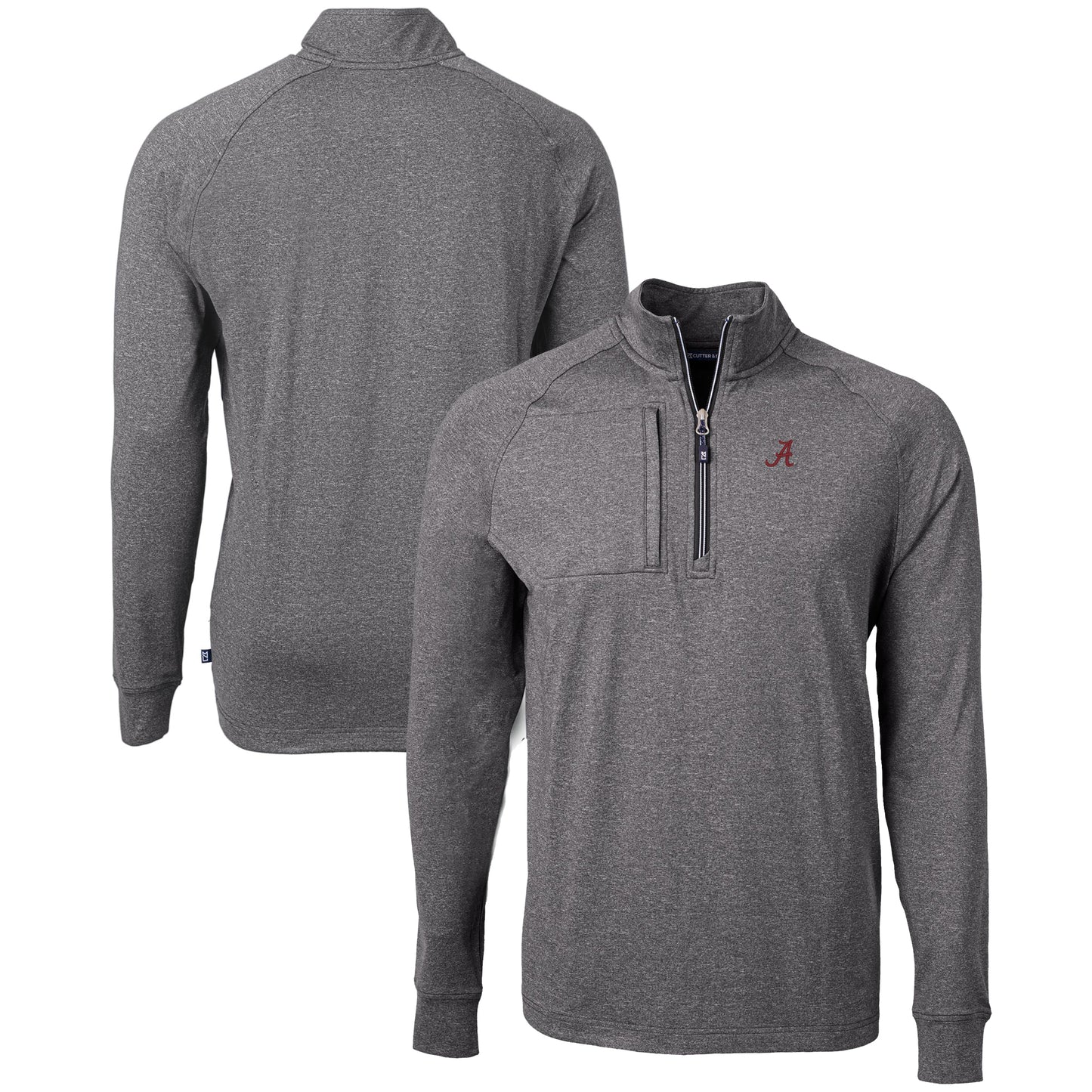 Men's Cutter & Buck  Heather Black Alabama Crimson Tide Big & Tall Adapt Eco Knit Quarter-Zip Pullover Top