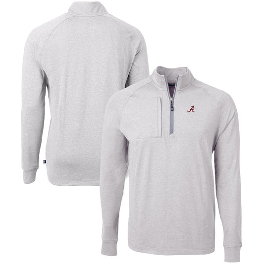Men's Cutter & Buck  Heather Gray Alabama Crimson Tide Big & Tall Adapt Eco Knit Quarter-Zip Pullover Top