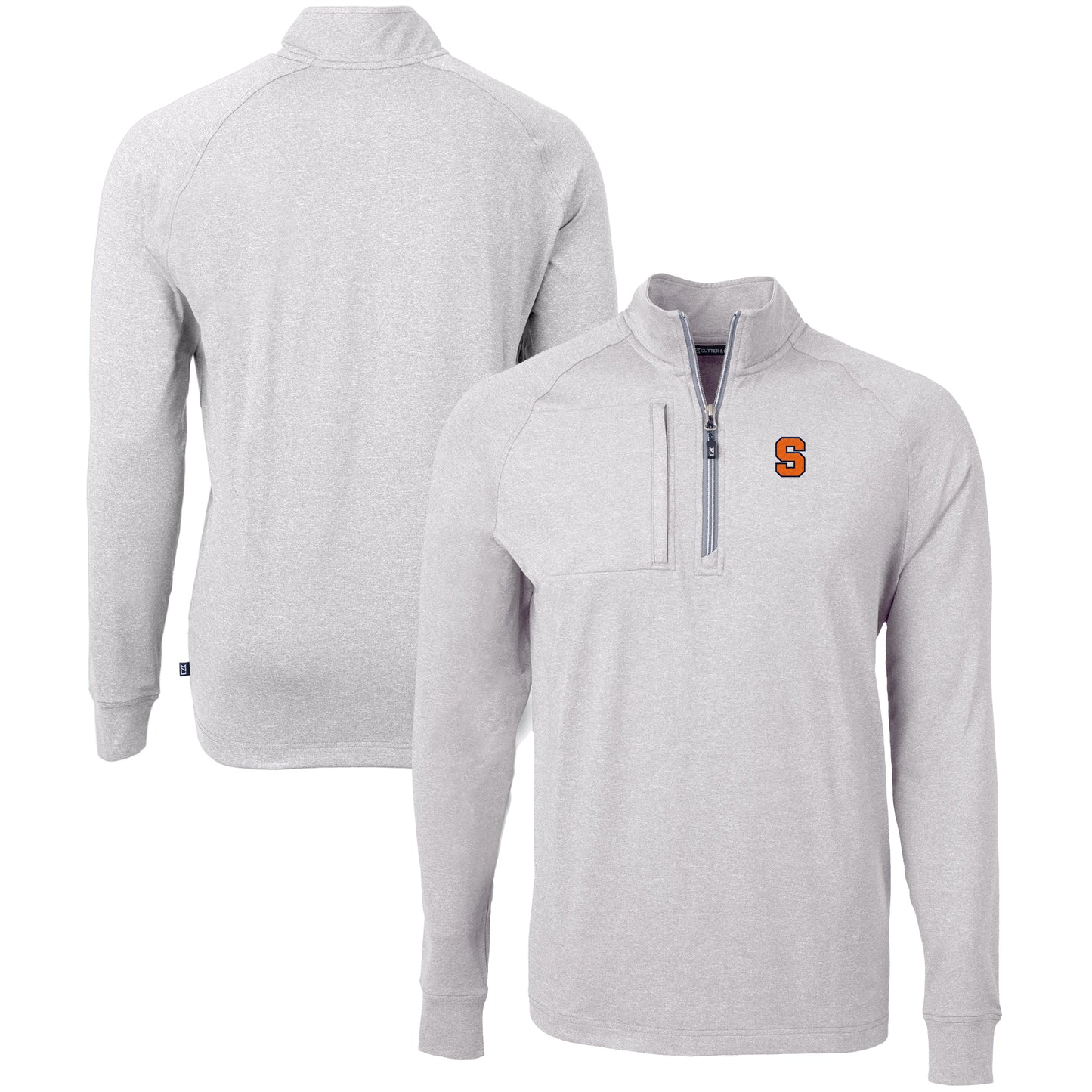 Men's Cutter & Buck  Heather Gray Syracuse Orange Big & Tall Adapt Eco Knit Quarter-Zip Pullover Top