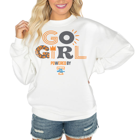 Women's Gameday Couture White Tennessee Volunteers PoweredBy Go Girl Premium Pullover Sweatshirt