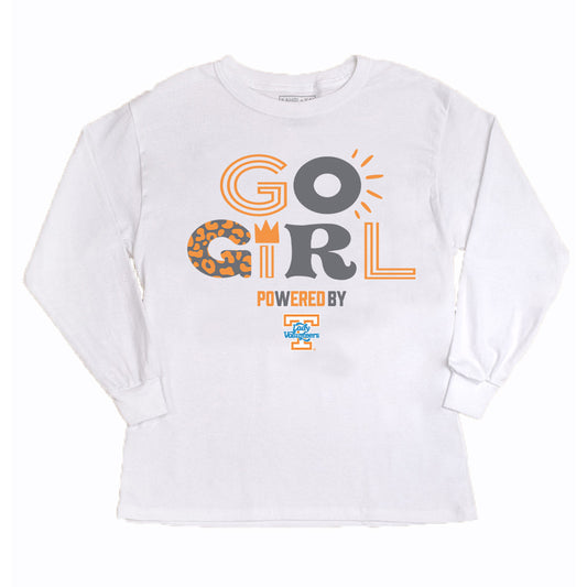 Youth Gameday Couture White Tennessee Volunteers PoweredBy Go Girl Long Sleeve T-Shirt