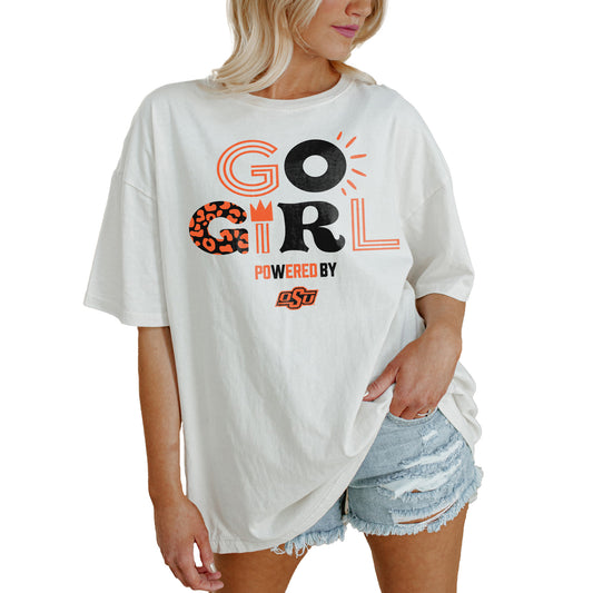 Women's Gameday Couture White Oklahoma State Cowboys PoweredBy Go Girl Oversized T-Shirt