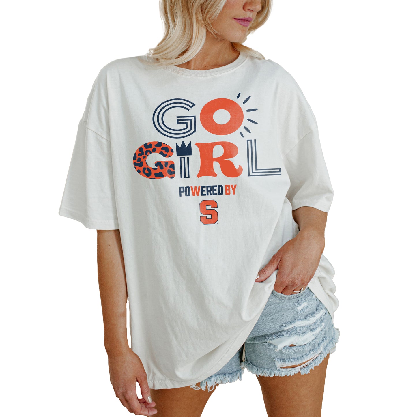 Women's Gameday Couture White Syracuse Orange PoweredBy Go Girl Oversized T-Shirt