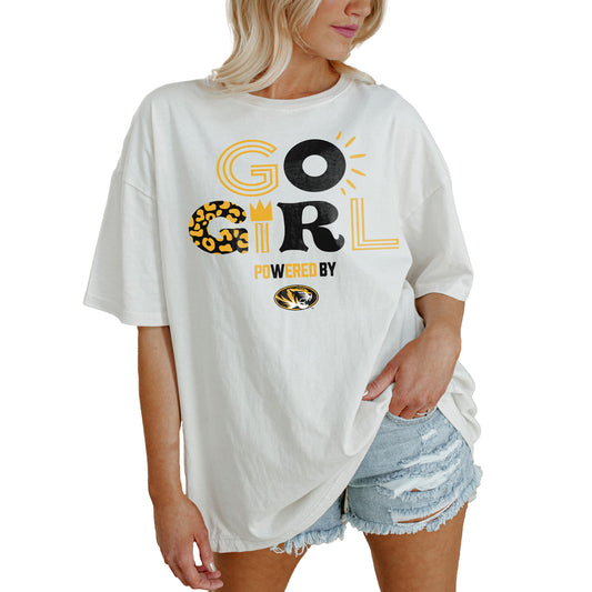 Women's Gameday Couture White Missouri Tigers PoweredBy Go Girl Oversized T-Shirt