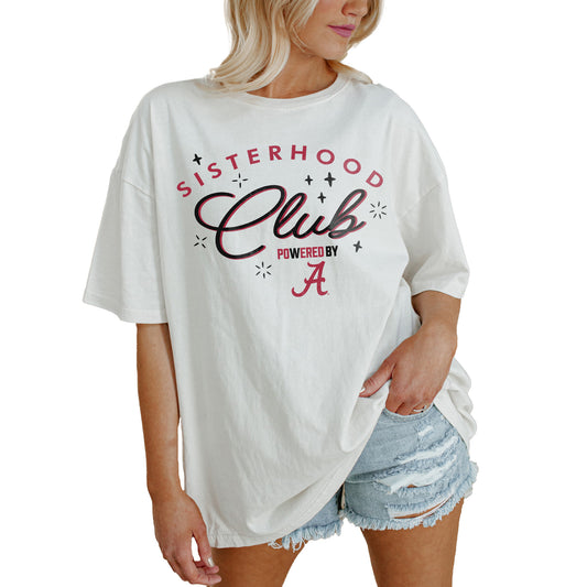 Women's Gameday Couture White Alabama Crimson Tide PoweredBy Sisterhood Oversized T-Shirt