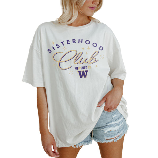 Women's Gameday Couture White Washington Huskies PoweredBy Sisterhood Oversized T-Shirt