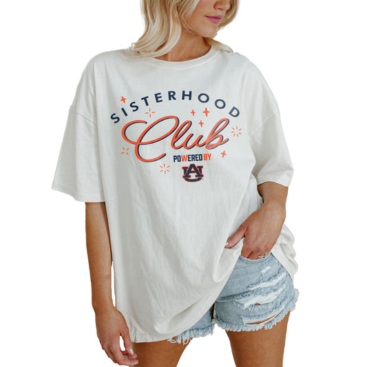 Women's Gameday Couture White Auburn Tigers PoweredBy Sisterhood Oversized T-Shirt