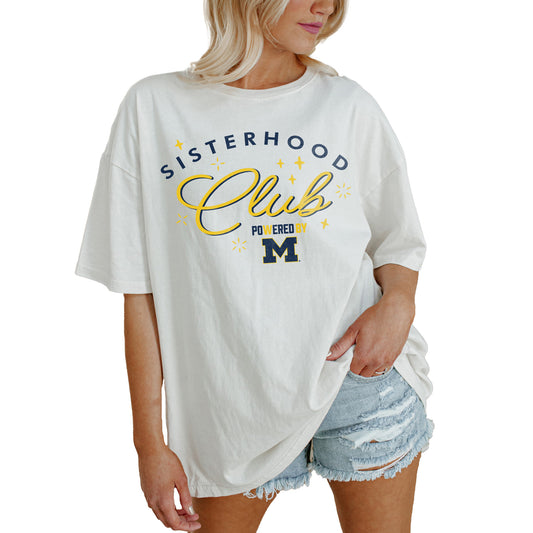 Women's Gameday Couture White Michigan Wolverines PoweredBy Sisterhood Oversized T-Shirt