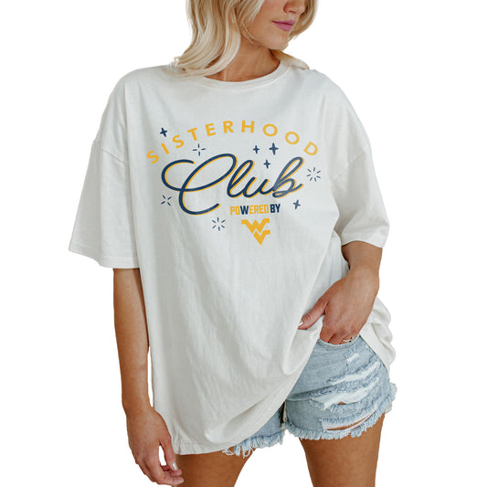 Women's Gameday Couture White West Virginia Mountaineers PoweredBy Sisterhood Oversized T-Shirt