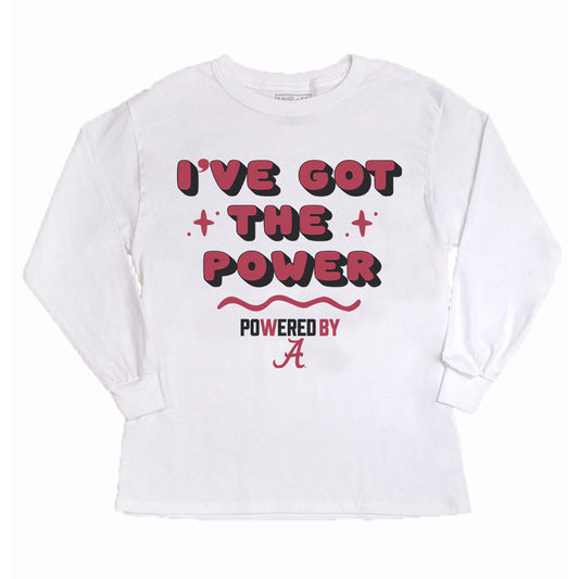 Girls Youth Gameday Couture White Alabama Crimson Tide PoweredBy Got the Power Long Sleeve T-Shirt