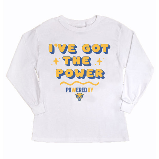 Girls Youth Gameday Couture White Pitt Panthers PoweredBy Got the Power Long Sleeve T-Shirt