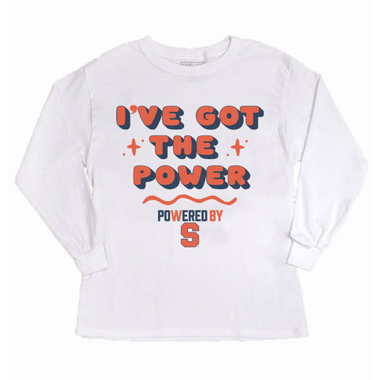 Girls Youth Gameday Couture White Syracuse Orange PoweredBy Got the Power Long Sleeve T-Shirt