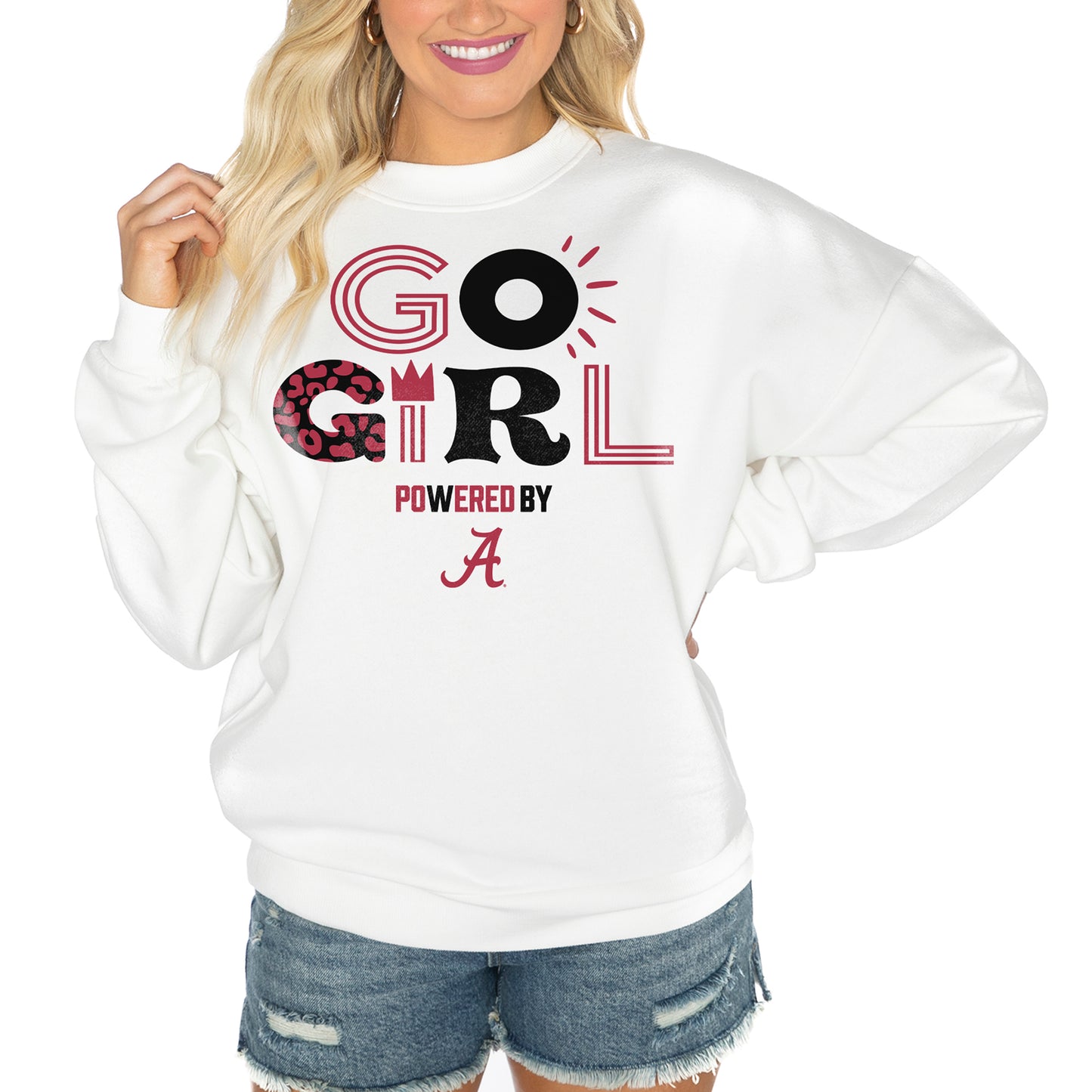 Women's Gameday Couture White Alabama Crimson Tide PoweredBy Go Girl Premium Pullover Sweatshirt