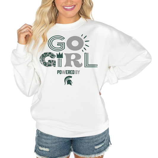 Women's Gameday Couture White Michigan State Spartans PoweredBy Go Girl Premium Pullover Sweatshirt