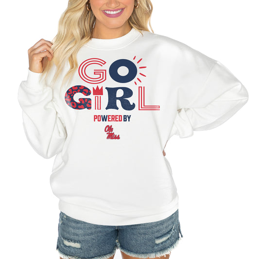 Women's Gameday Couture White Ole Miss Rebels PoweredBy Go Girl Premium Pullover Sweatshirt