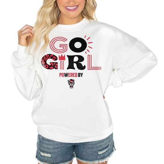 Women's Gameday Couture White NC State Wolfpack PoweredBy Go Girl Premium Pullover Sweatshirt