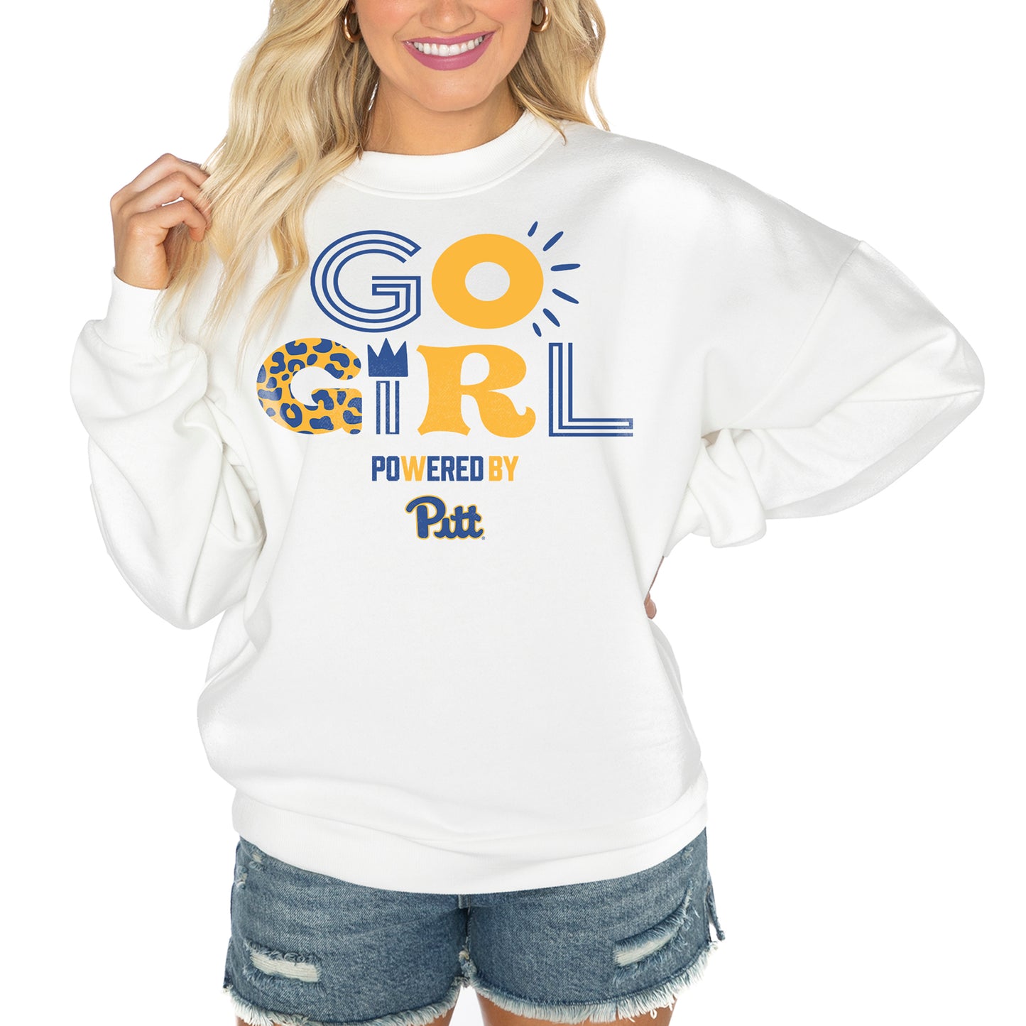 Women's Gameday Couture White Pitt Panthers PoweredBy Go Girl Premium Pullover Sweatshirt