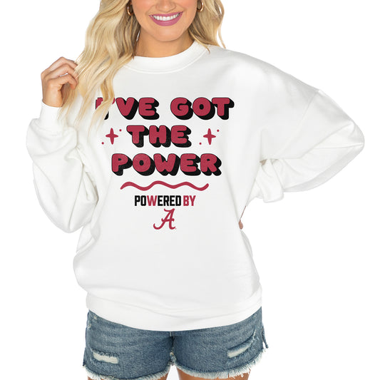 Women's Gameday Couture White Alabama Crimson Tide PoweredBy Got the Power Premium Pullover Sweatshirt