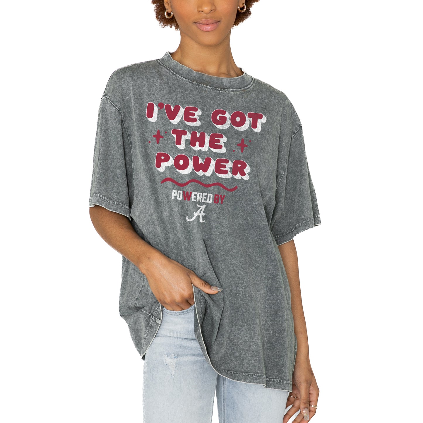 Women's Gameday Couture Gray Alabama Crimson Tide PoweredBy Got the Power Oversized T-Shirt