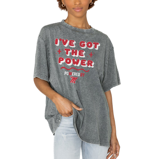 Women's Gameday Couture Gray Ole Miss Rebels PoweredBy Got the Power Oversized T-Shirt