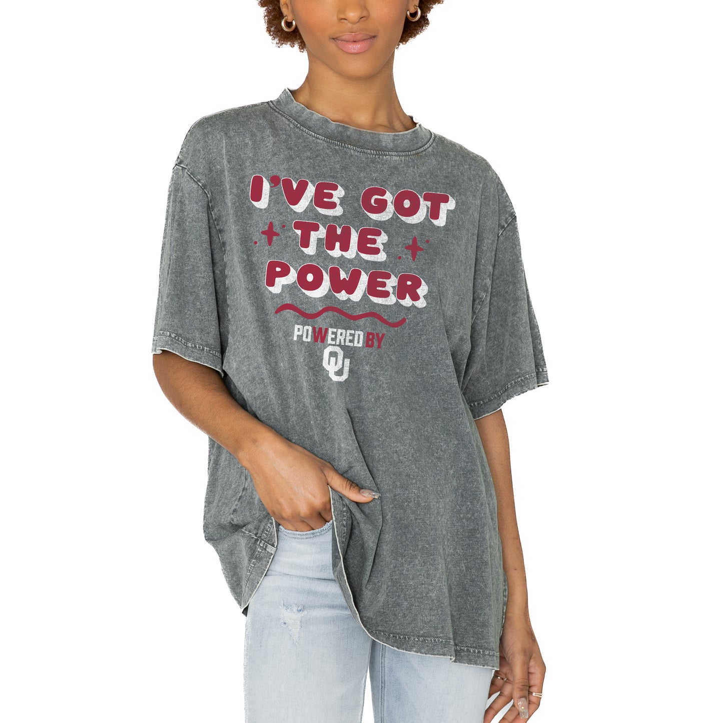 Women's Gameday Couture Gray Oklahoma Sooners PoweredBy Got the Power Oversized T-Shirt