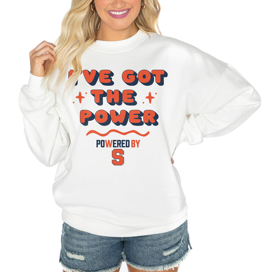 Women's Gameday Couture White Syracuse Orange PoweredBy Got the Power Premium Pullover Sweatshirt