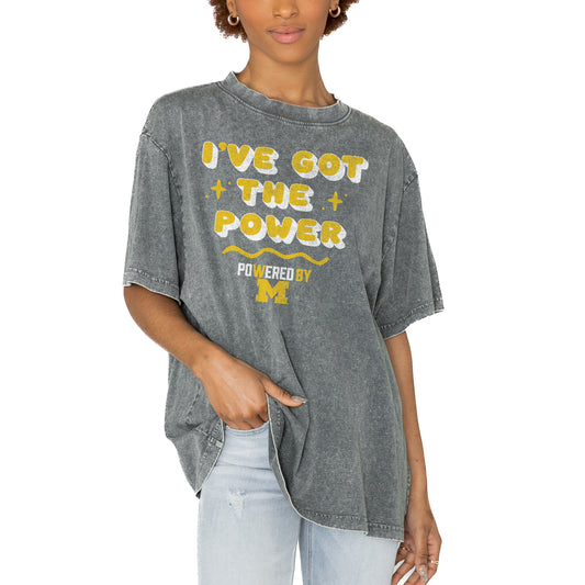 Women's Gameday Couture Gray Michigan Wolverines PoweredBy Got the Power Oversized T-Shirt