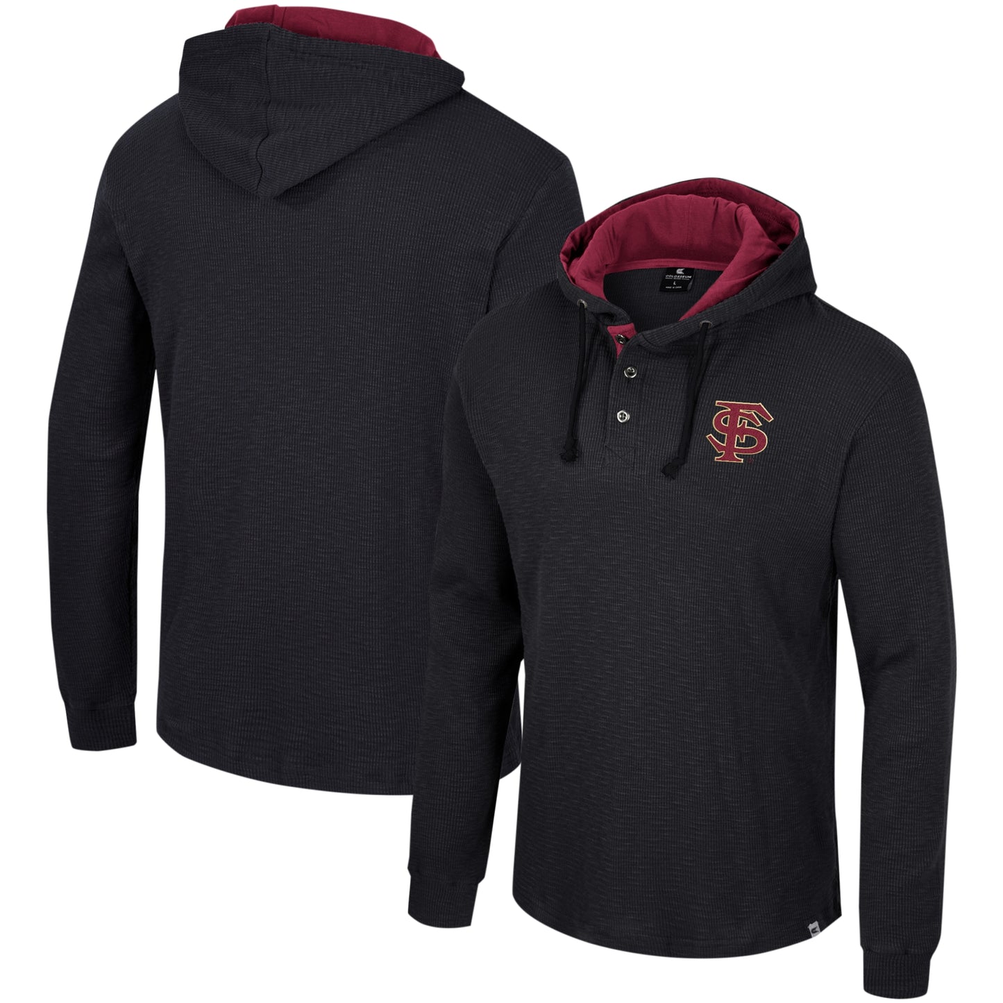 Men's Colosseum Black Florida State Seminoles Affirmative Thermal Hoodie Long Sleeve T-Shirt