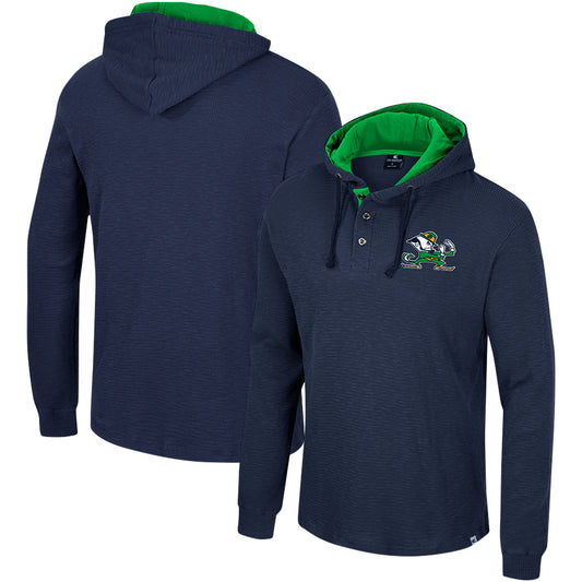 Men's Colosseum Navy Notre Dame Fighting Irish Affirmative Thermal Hoodie Long Sleeve T-Shirt