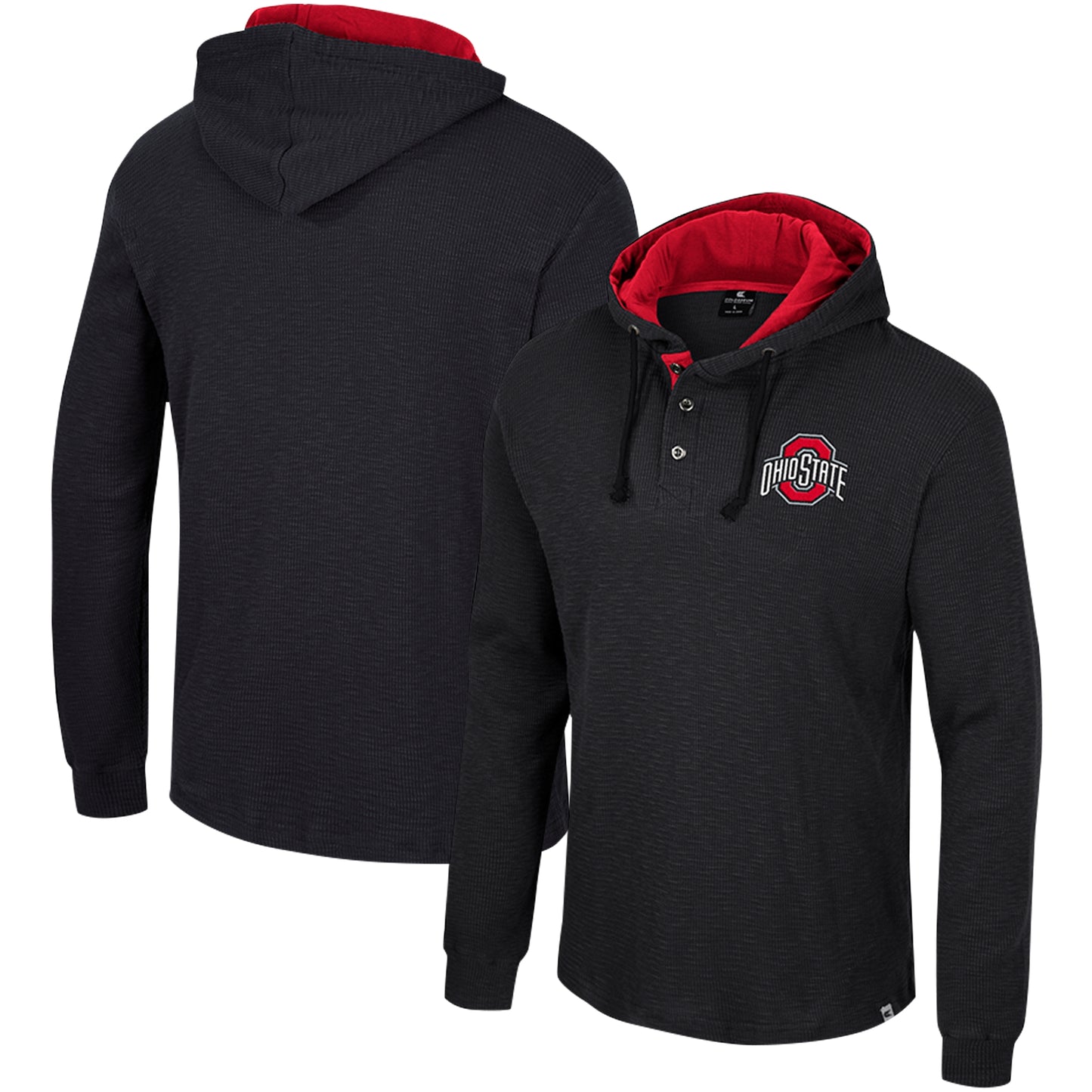 Men's Colosseum Black Ohio State Buckeyes Affirmative Thermal Hoodie Long Sleeve T-Shirt