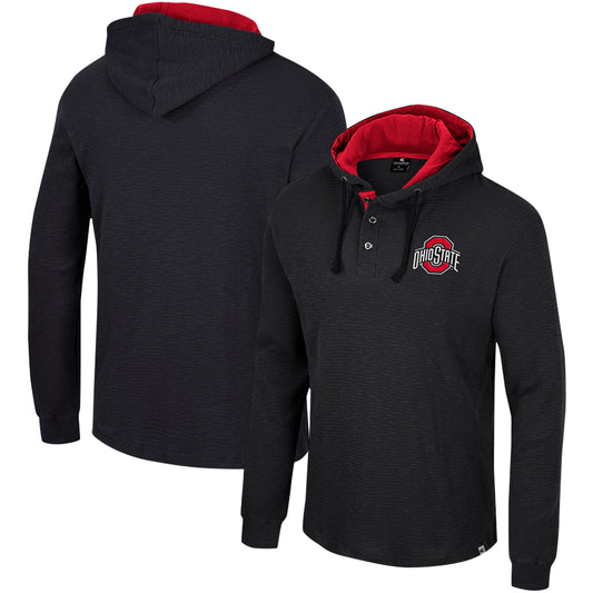 Men's Colosseum Black Ohio State Buckeyes Affirmative Thermal Hoodie Long Sleeve T-Shirt