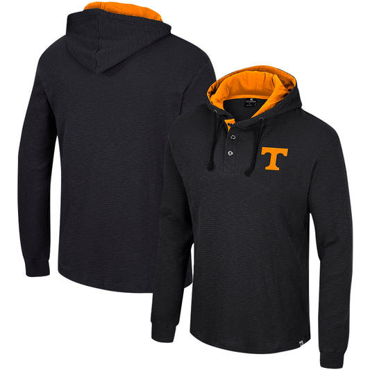 Men's Colosseum Black Tennessee Volunteers Affirmative Thermal Hoodie Long Sleeve T-Shirt