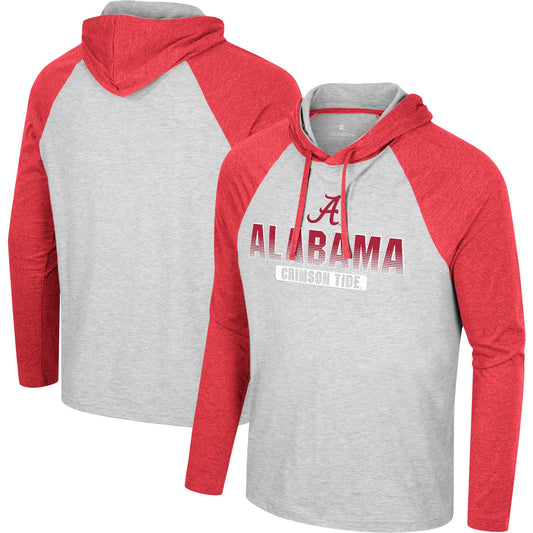 Men's Colosseum  Heather Gray Alabama Crimson Tide Hasta La Vista Raglan Hoodie Long Sleeve T-Shirt