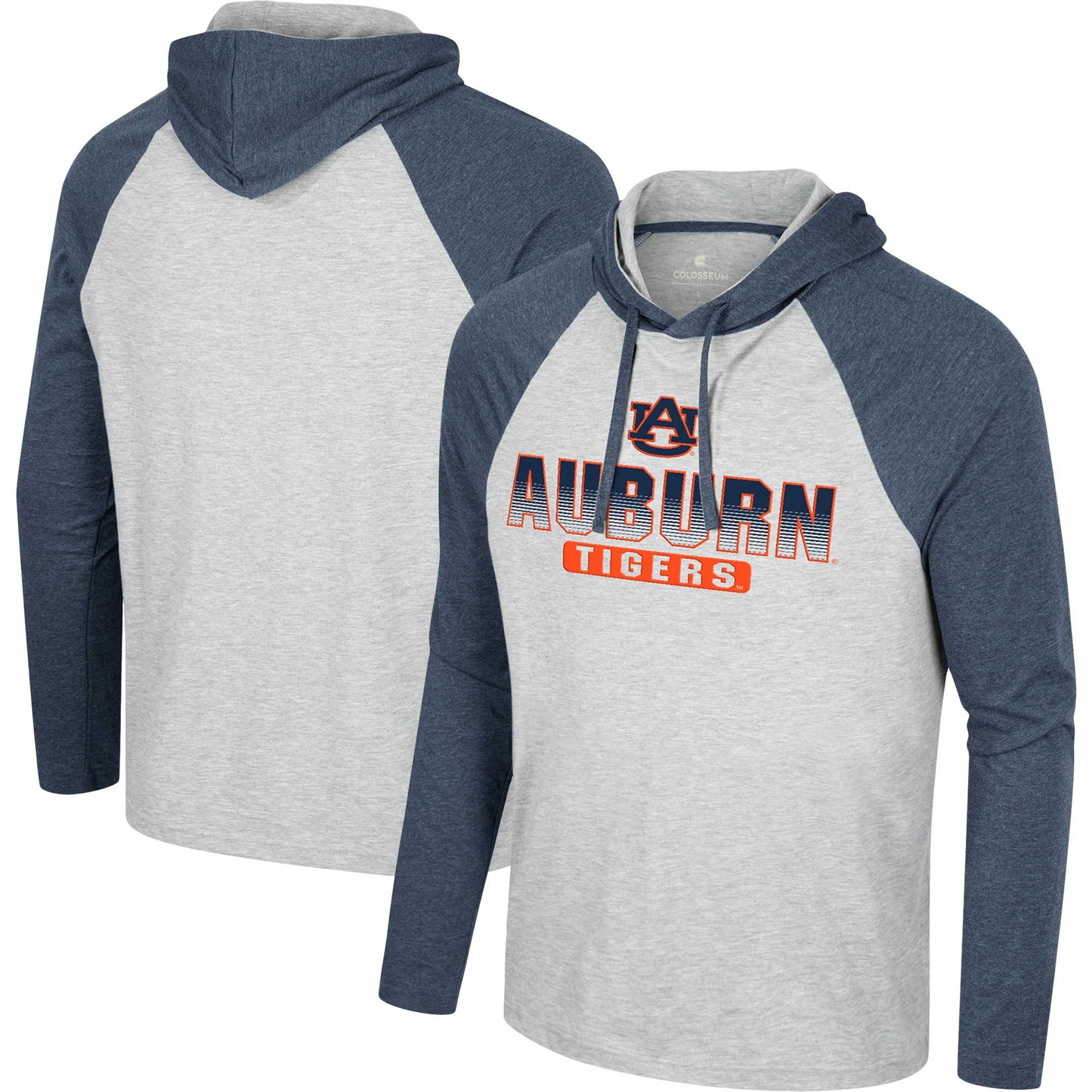 Men's Colosseum  Heather Grey Auburn Tigers Hasta La Vista Raglan Hoodie Long Sleeve T-Shirt