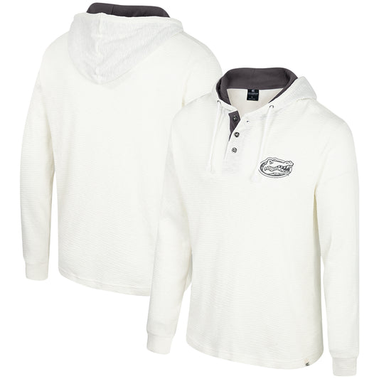 Men's Colosseum White Florida Gators Affirmative Thermal Hoodie Long Sleeve T-Shirt