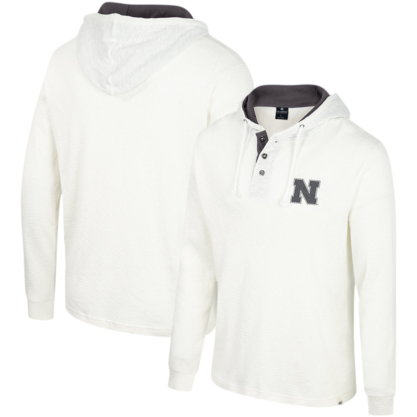 Men's Colosseum White Nebraska Huskers Affirmative Thermal Hoodie Long Sleeve T-Shirt