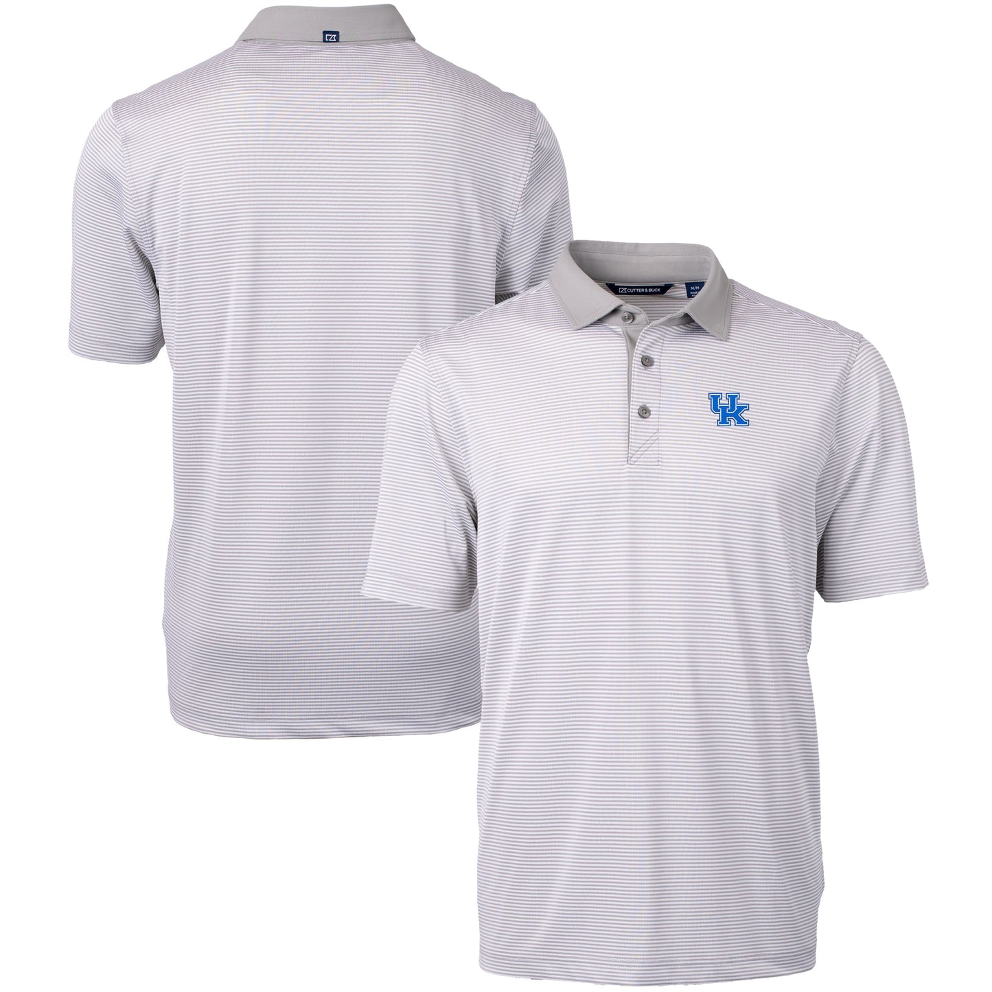 Men's Cutter & Buck  Gray/White Kentucky Wildcats Big & Tall Virtue Eco Pique Micro Stripe Recycled Polo