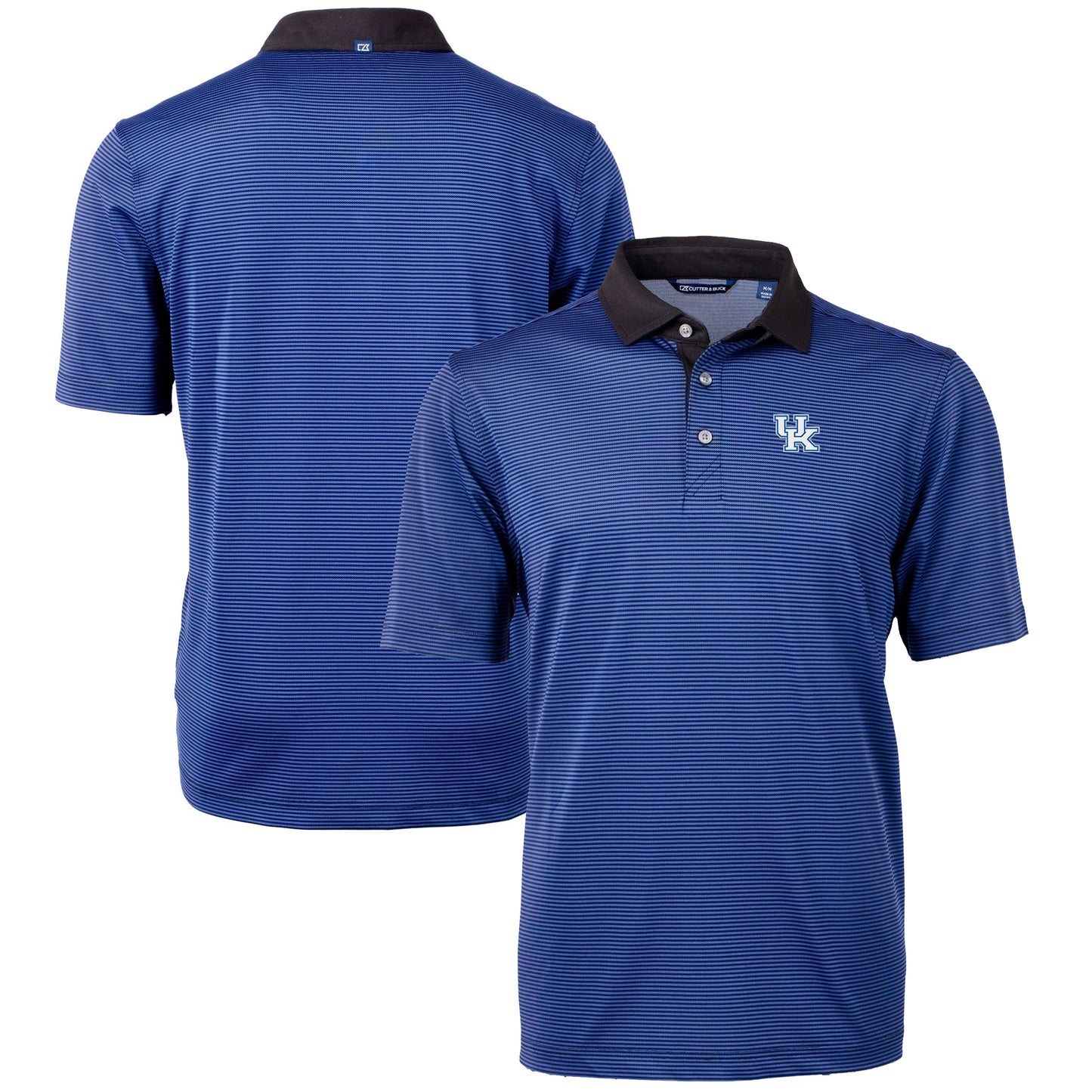 Men's Cutter & Buck  Royal/Black Kentucky Wildcats Big & Tall Virtue Eco Pique Micro Stripe Recycled Polo