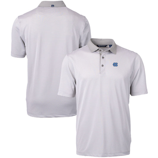 Men's Cutter & Buck  Gray/White North Carolina Tar Heels Big & Tall Virtue Eco Pique Micro Stripe Recycled Polo