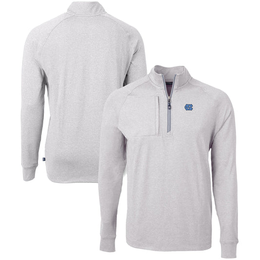 Men's Cutter & Buck  Heather Gray North Carolina Tar Heels Big & Tall Adapt Eco Knit Quarter-Zip Pullover Top