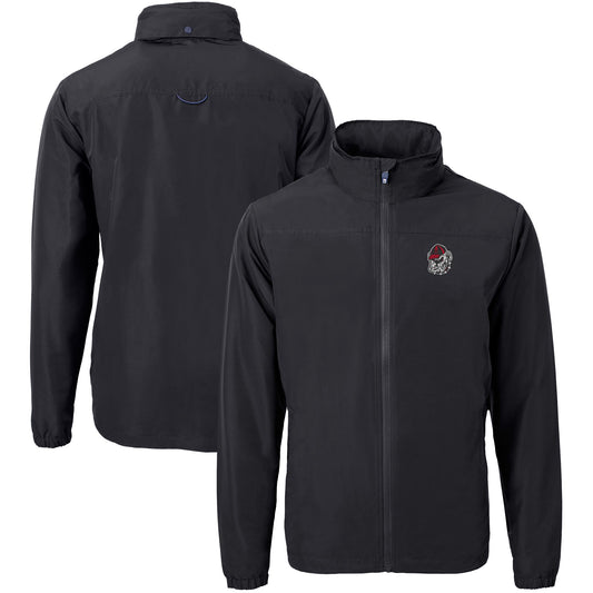 Men's Cutter & Buck  Black Georgia Bulldogs Big & Tall Charter Eco Knit Recycled Full-Zip Jacket