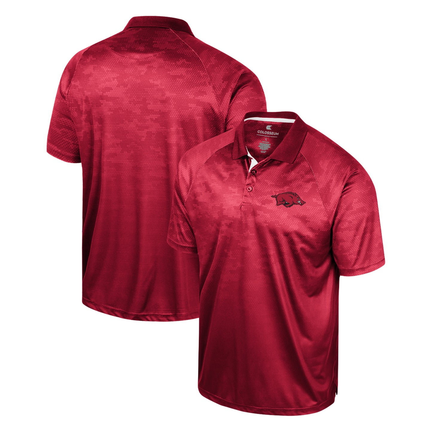 Men's Colosseum Cardinal Arkansas Razorbacks Honeycomb Raglan Polo